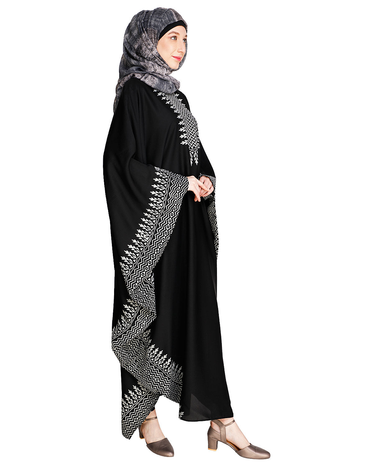 Block Printed Kaftan Black