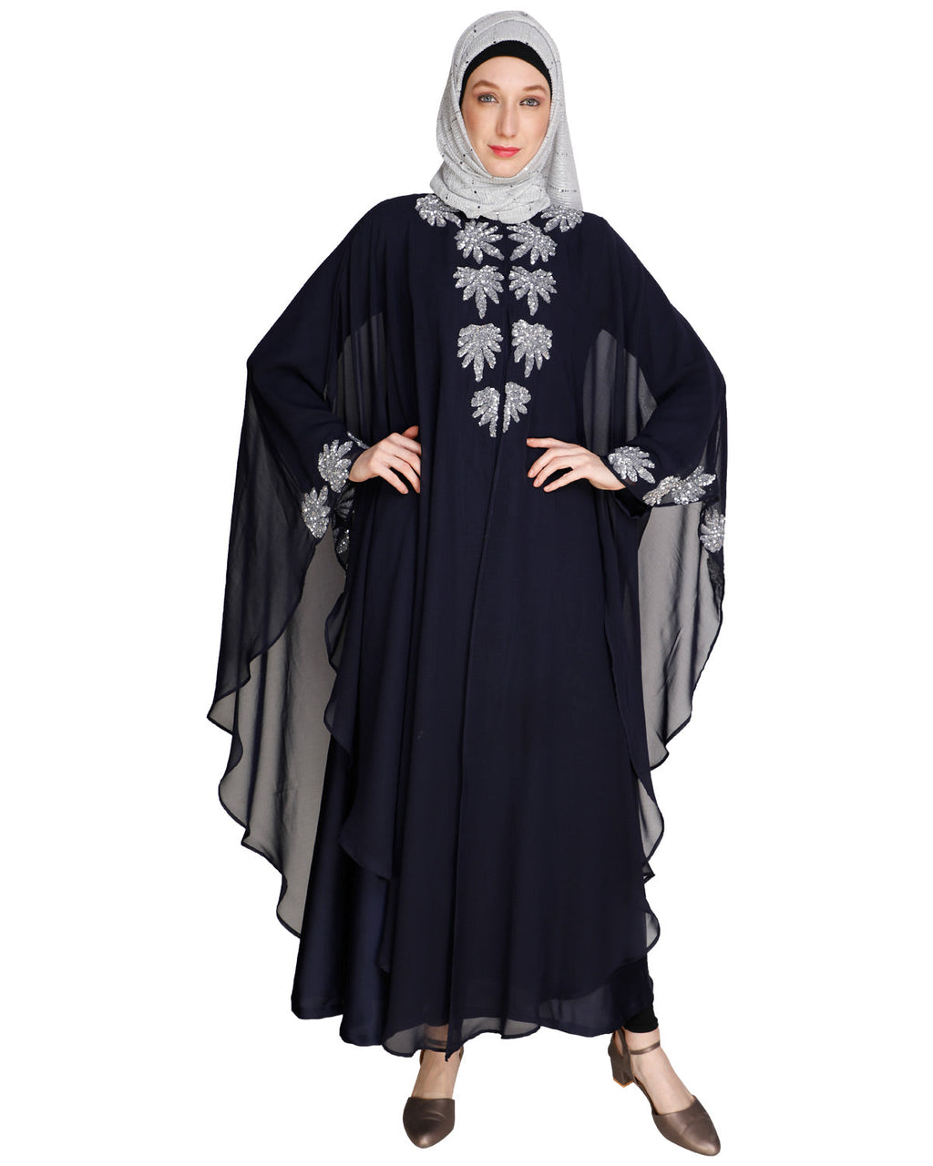 Sequence Enriched Black Kaftan Dark Blue