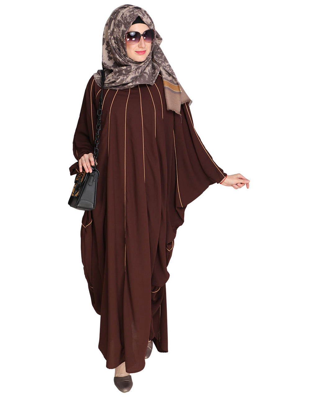Sassy Panelled Black Kaftan Brown