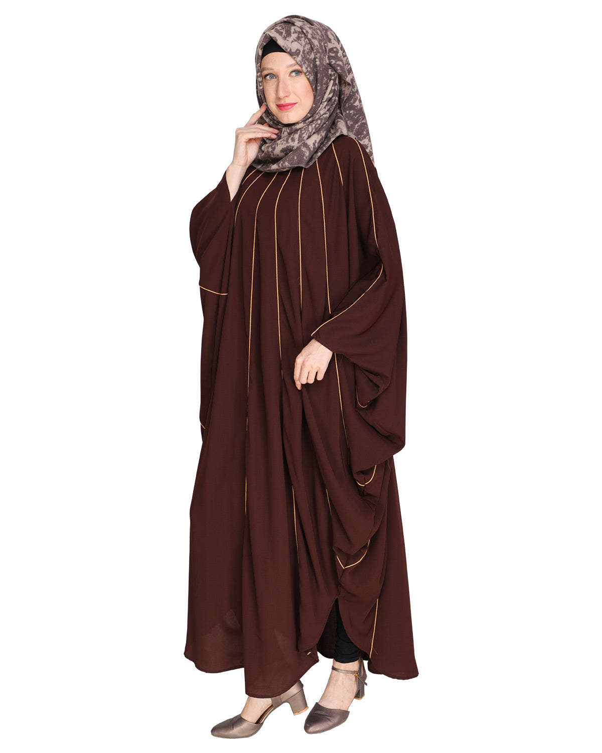 Sassy Panelled Black Kaftan Onion Pink