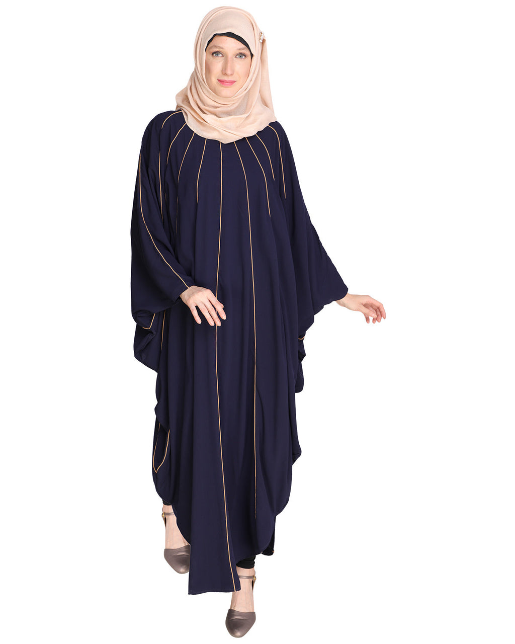 Sassy Panelled Black Kaftan Blue