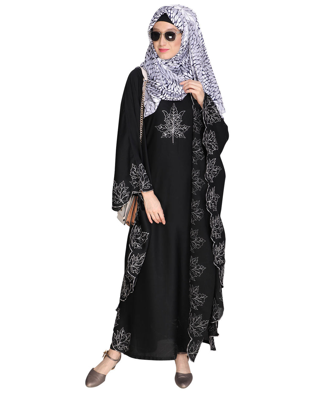 Spring Leaf Beige Kaftan Black