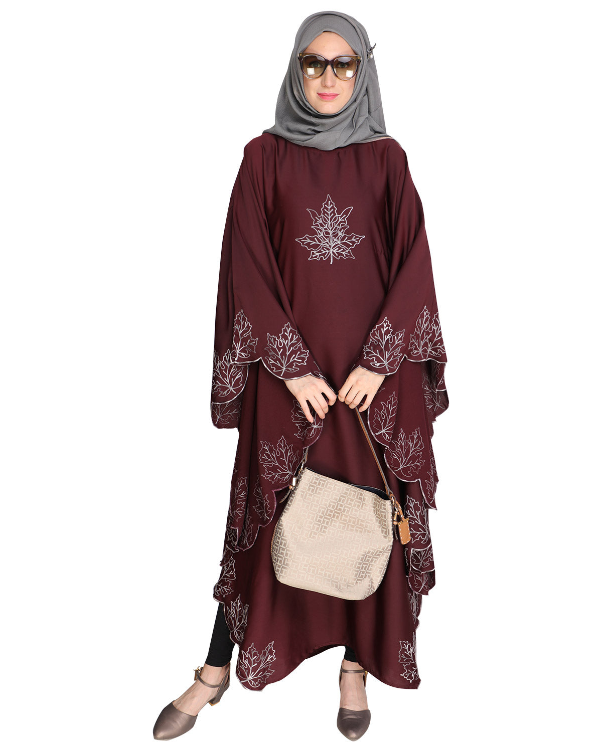 Spring Leaf Beige Kaftan Wine