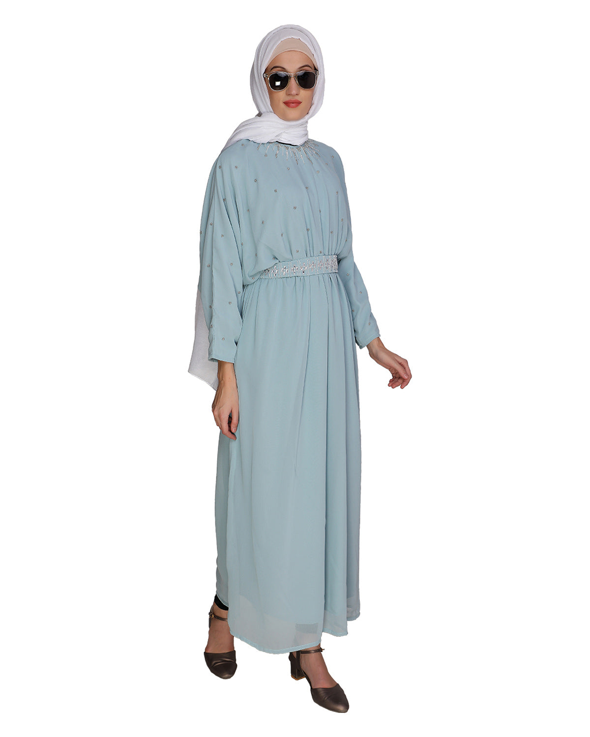 Intricate Handwork Light Green Kaftan Light Green