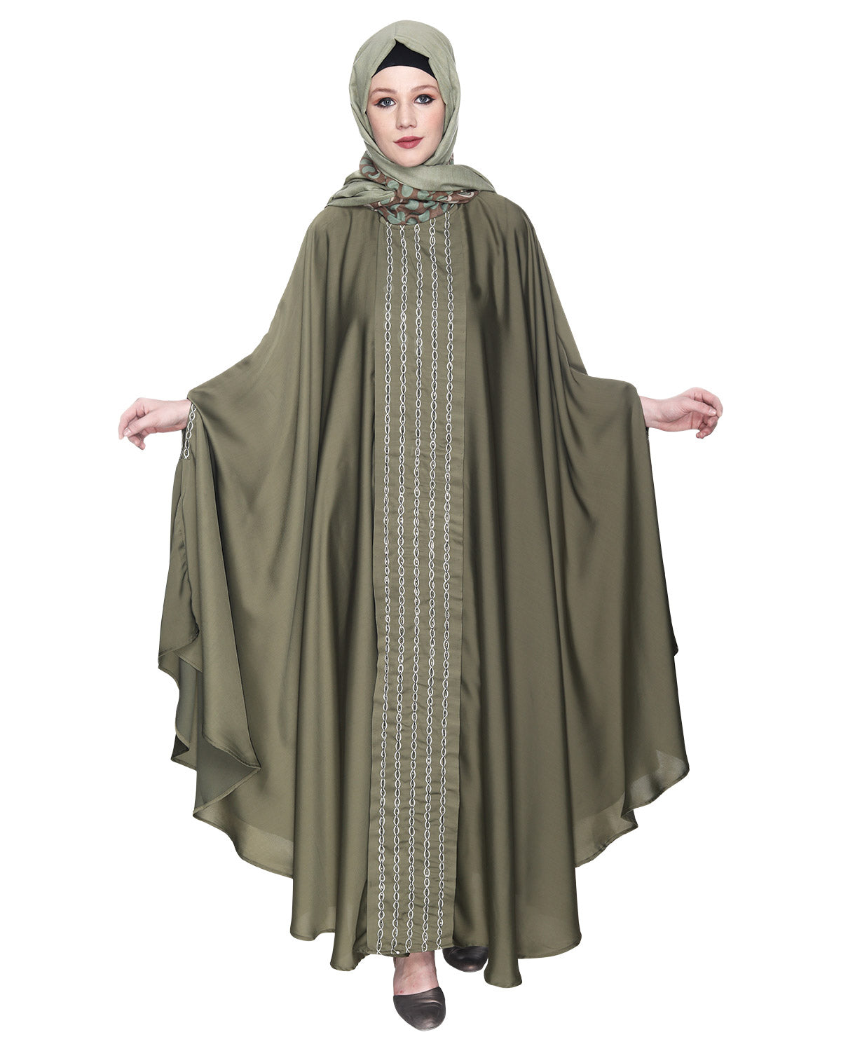 Festive Glittering Embroidered Kaftan In Blue Dead Mint