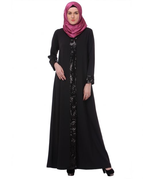 Sequined Charcoal Black Abaya