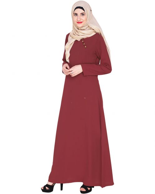 Wine Trendy Abaya Dress