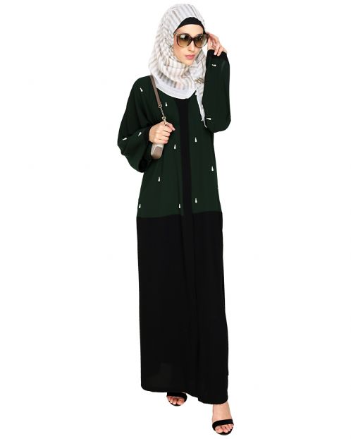 Pearl Drops Dubai Style Green Abaya