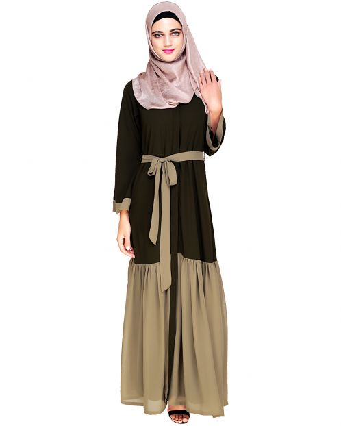 Glory Muster Olive and Mint Green Abaya
