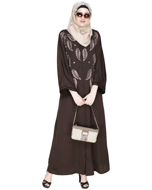 Blossomy Dubai Style Dark Brown Abaya