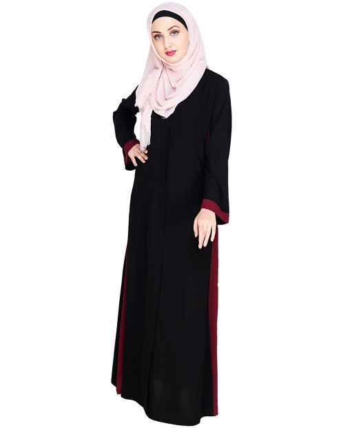 Side Panelled Black Abaya