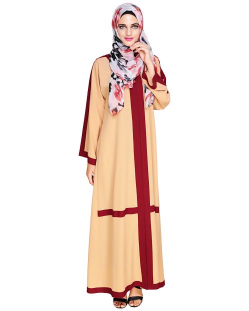 Enswathe Beige Dubai Style Abaya
