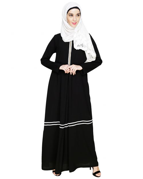 Graceful Lacy Black Abaya
