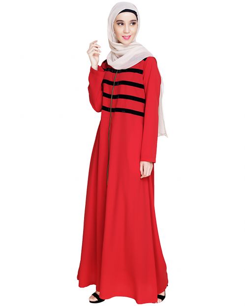 Enticing Stripes Maroon Abaya