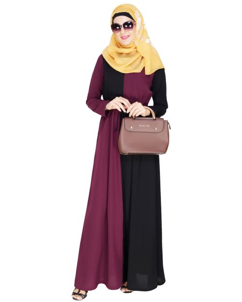 Colour Blocked Purple Abaya