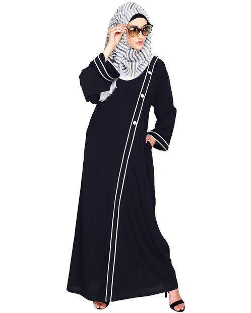 Intrigue Angrakha Dubai Style Black Abaya