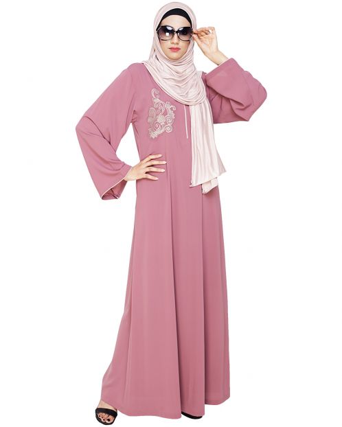 Resham Ornate Onion Pink Dubai Style Abaya