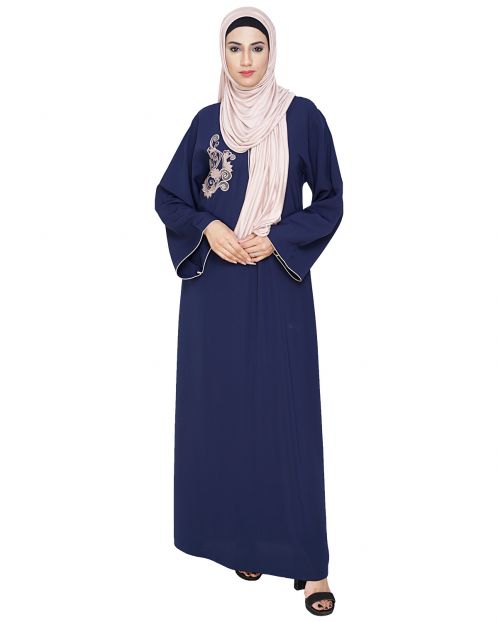 Resham Ornate Blue Dubai Style Abaya