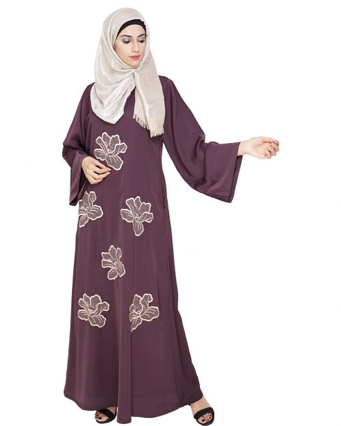 Daisy Dark Purple Dubai style Abaya