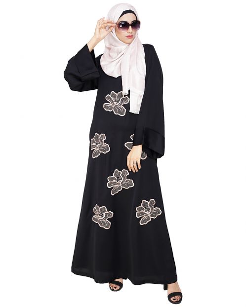 Daisy Black Dubai style Abaya