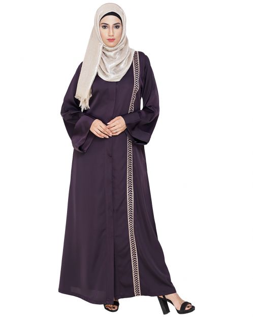 Lofty Dark Purple Dubai Style Abaya