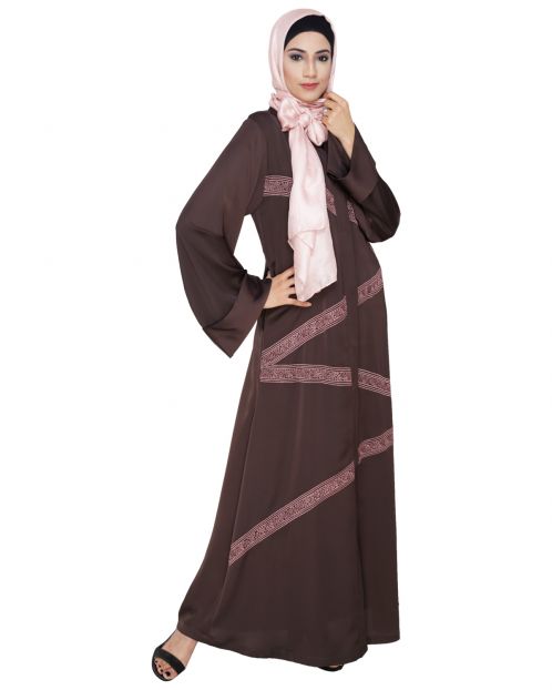Glinty Dark Brown Dubai Style Abaya