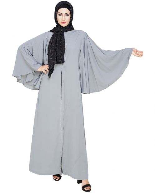 Angel Sleeves Grey Dubai Style Abaya