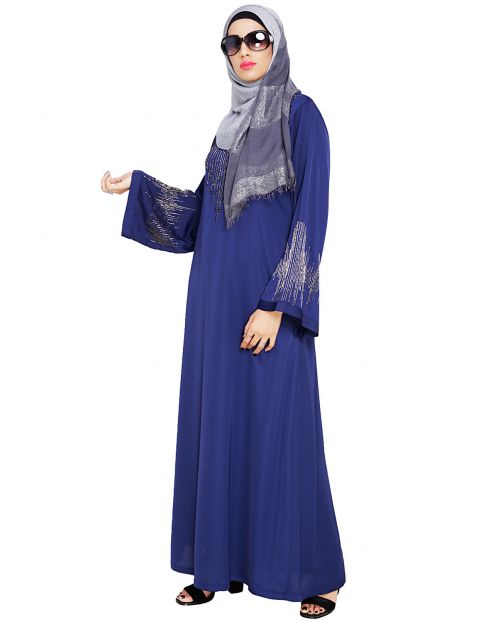Ornate Blue Dubai Style Abaya