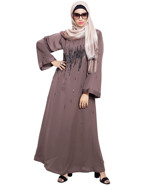 Stardust Umber Brown Dubai Style Abaya