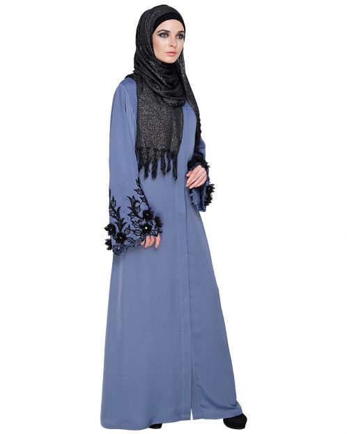 Regal Cornflower Blue Dubai style Abaya