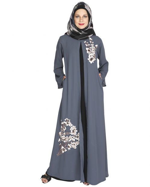 Beckon Grey Jacket Style Abaya