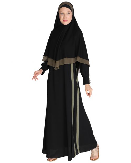 Black Abaya with Hijab Set