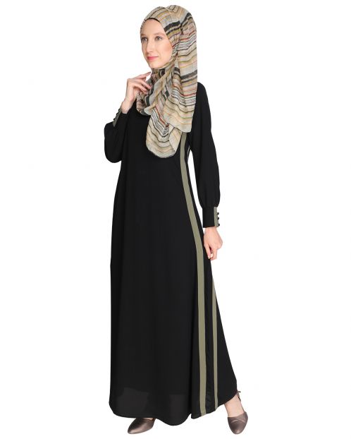 Black Side Detailed Abaya