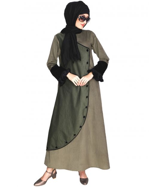 Tarseel - Stylish Designer Short Denim Abaya For Her - Short Abaya Frock  Style Short Denim Jeans Abaya For Women