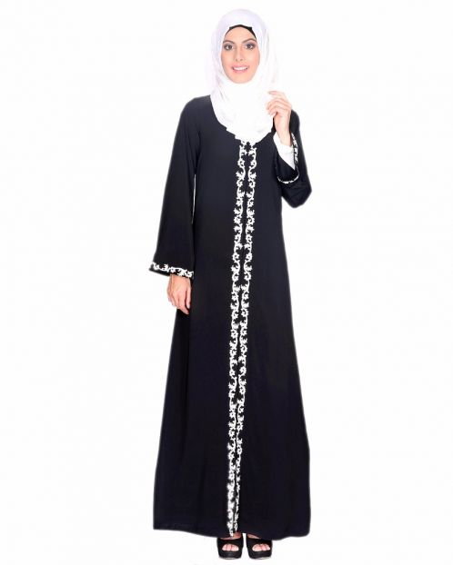 Black Abaya With Thread Embroidery